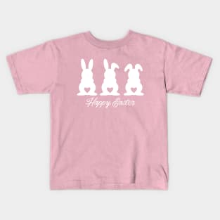 Three Easter Bunnies with Heart Shaped Tails Kids T-Shirt